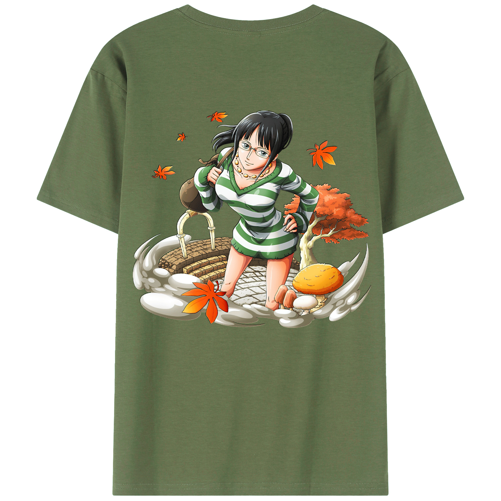 ワンピース ニコ・ロビン ONE PIECE Nico Robin 綿100％ メンズ半袖Tシャツ（バックプリント） 通気性